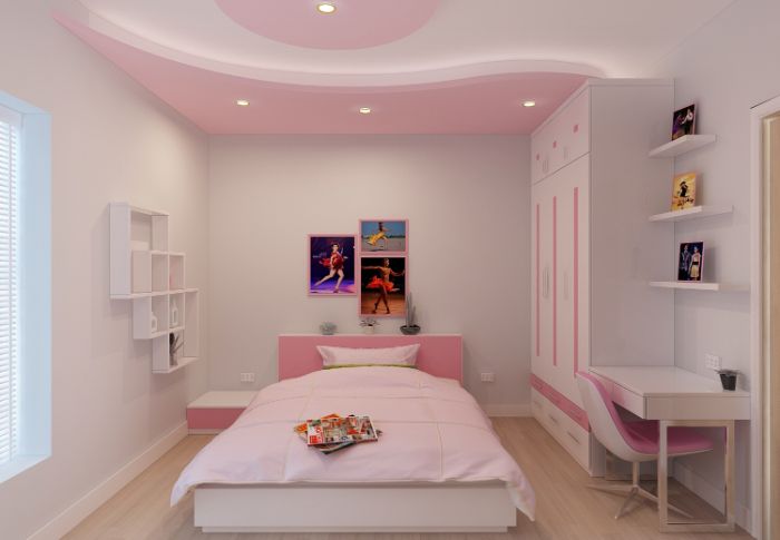 Nội thất cho phòng ngủ bé gái theo tông màu hồng dễ thương và ngọt ngào